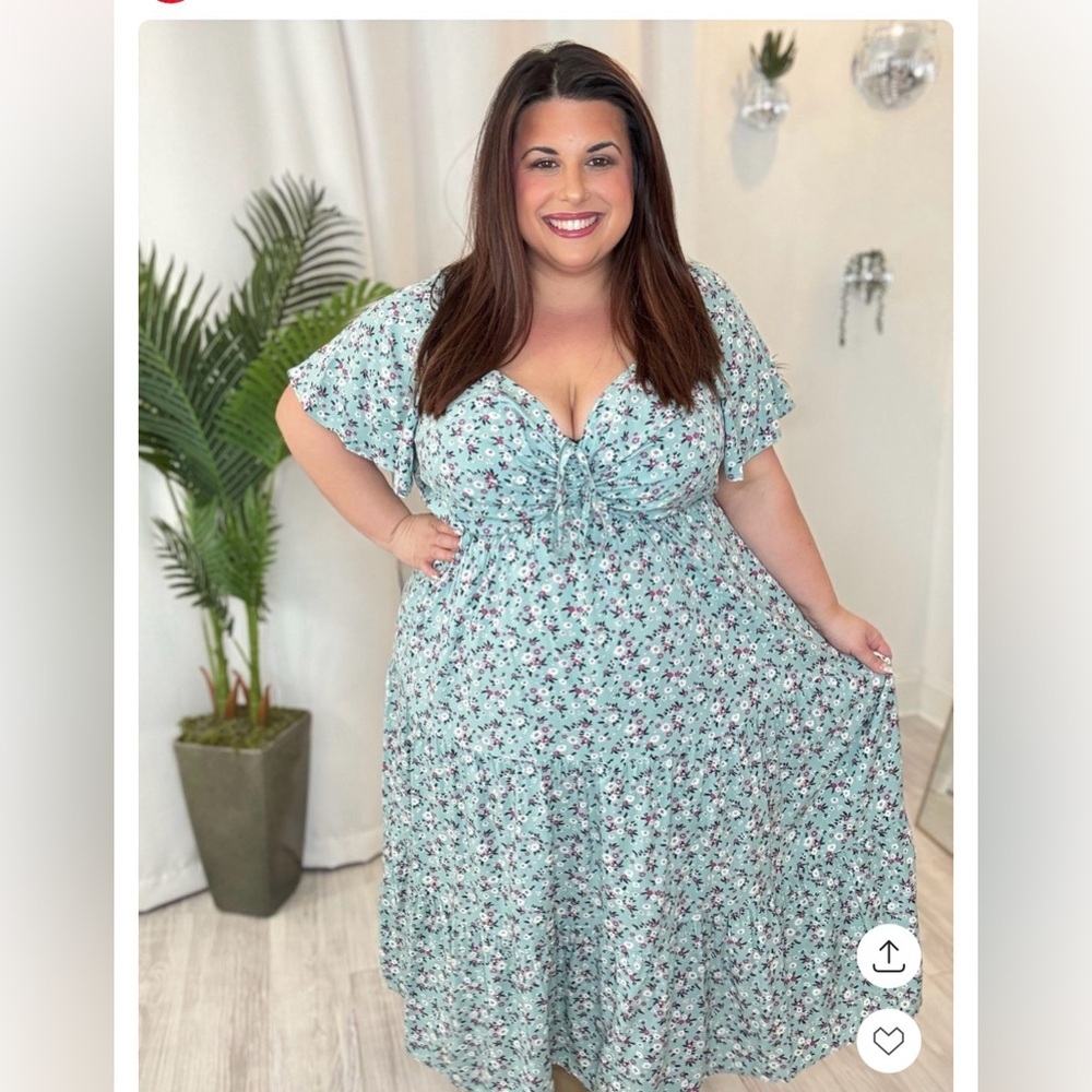 BloomChic Mint Floral Midi Dress